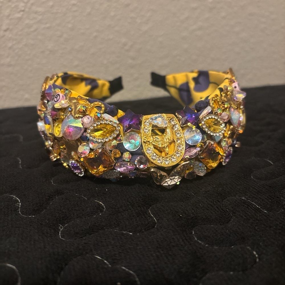 Elegant Floral Yellow and Purple Headband - Picture 9 of 17